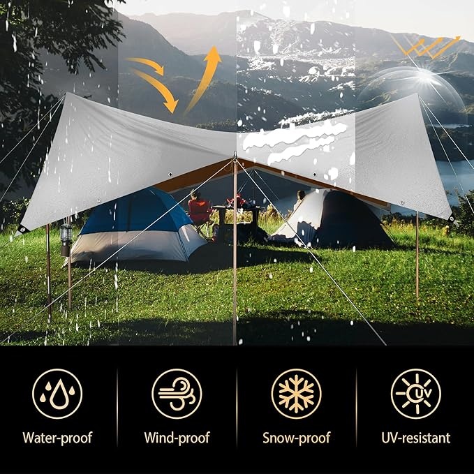 Tarp 20x40 ft Heavy Duty 10mil Silver/Brown 100% Waterproof High Durability Multipurpose Outdoor Tarpaulin,Uv Resistant,for Courtyards,Camping, Canopy, Trailer, Boats, Camping, Etc -by MVPNET