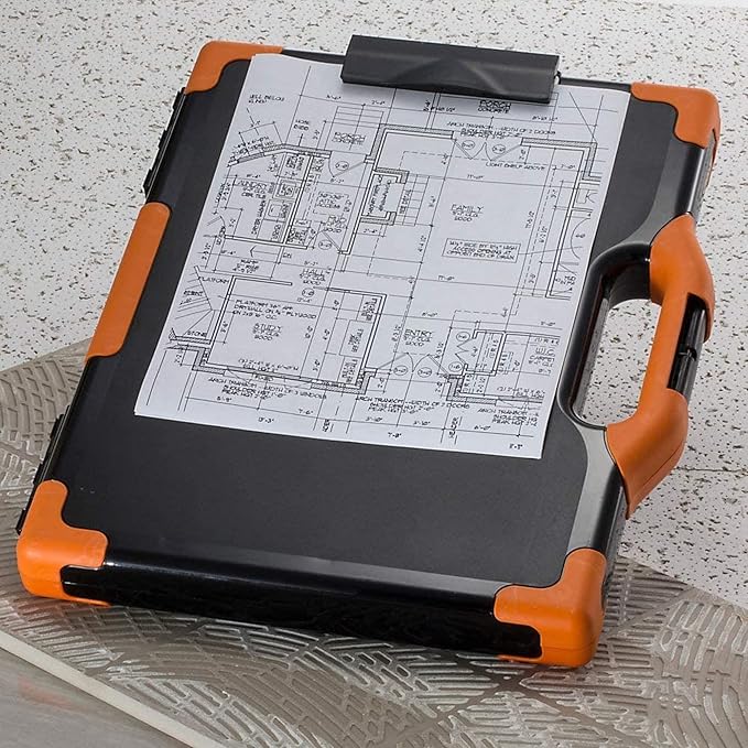 Officemate Carryall Clipboard Storage Box, Letter/Legal Size, Black and Orange (83326)