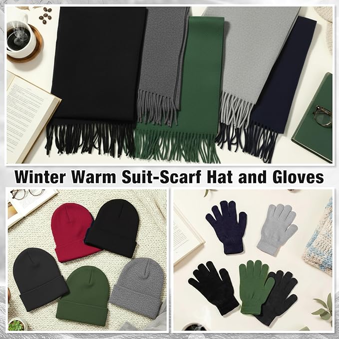 Unittype 300 Pcs Winter Homeless Care Supplies Bulk - Beanies Caps Gloves Scarves Set for Community Charity Church Donation