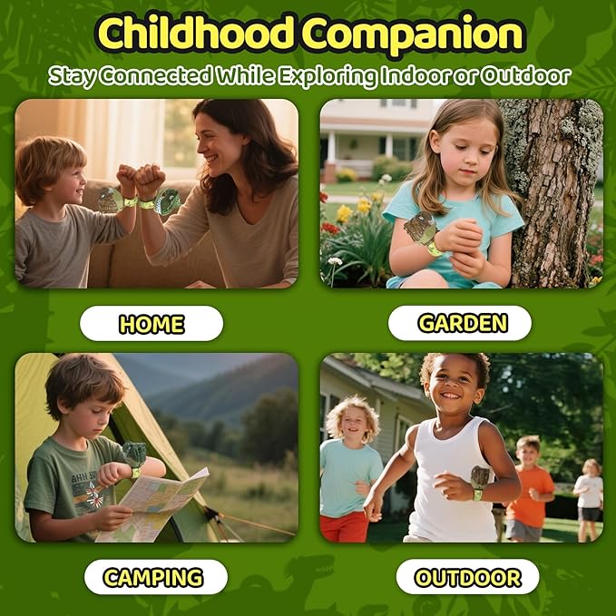 Vvinca Dinosaur Walkie Talkies for Kids 2 Pack, T-Rex Dinosaur Toys 3-12 Year Old Boys Birthday Gift, Kids Toys Boys 3-5 -5-7 8-12, Adjustable Strap 1000FT Range for Outside, Camping, Hiking