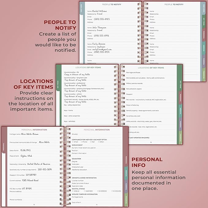 Clever Fox When I Die Planner With Pockets for Documents – End-of-Life Organizer Binder for Important Personal Info & Final Wishes (Burgundy)