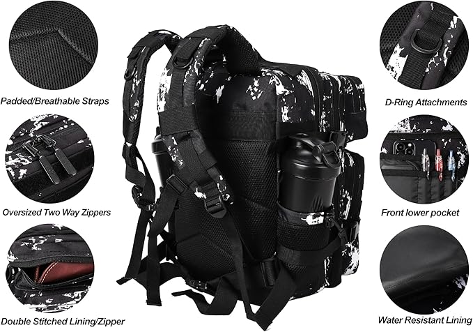 LHI Tactical Military Backpack for Men and Women 25L/35L Army Assault Pack Bag Small Rucksack with Bottle Holder