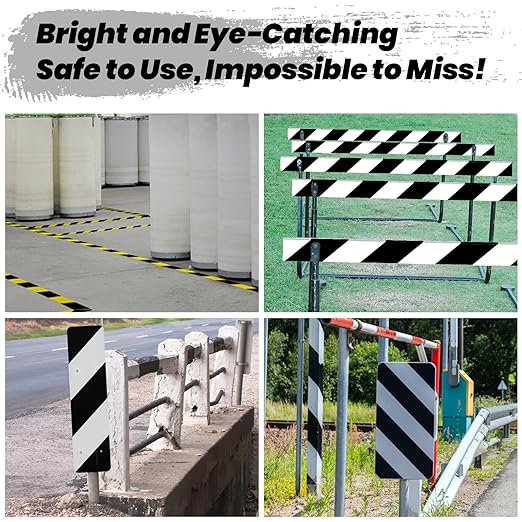 ADHES Black and White Caution Tape, 2 Inch X 108 Feet x 5 Rolls Weather-Resistant & Strong Adhesive Hazard Tape Warning Tape for Marking Walls, Floors, Pipes and Equipment