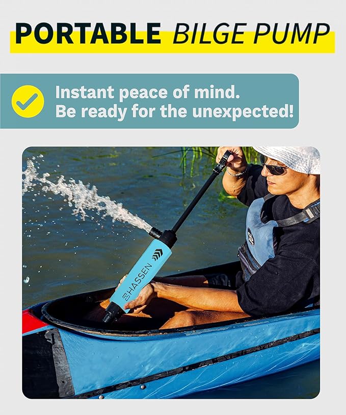 Manual Bilge Pump for Boats, Kayak Portable Hand Pumps for Water Removal - Long Hose Marine Safety Equipment Must Haves, Emergency Tool Home & Outdoors