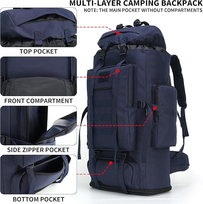 Hiking Backpack for Men 70L/100L Camping Backpack Military Rucksack Molle 3 Days Assault Pack for Climbing