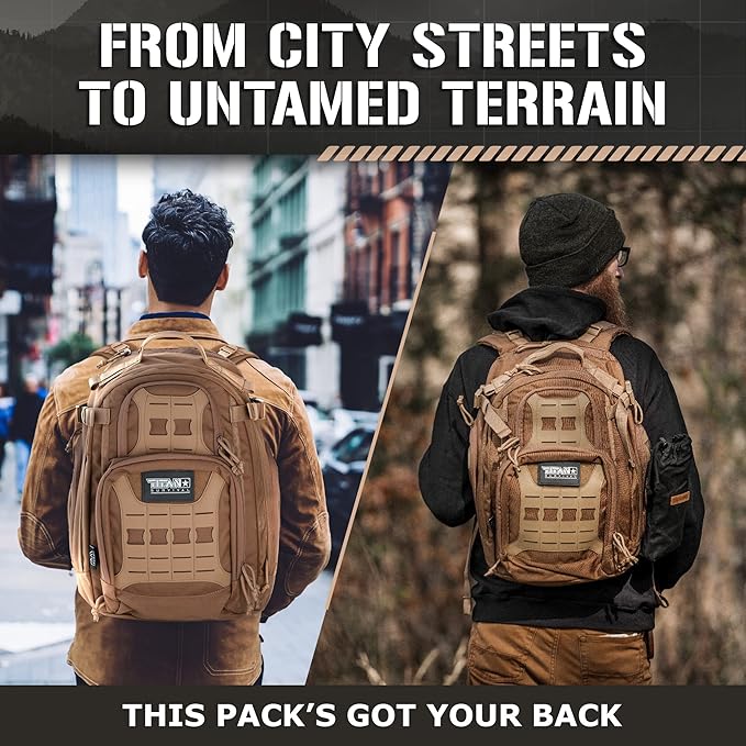 35L Survival Backpack for Men - Military Tactical Waterproof Backpack for Hiking, Fishing, Hunting, Camping, and Laptops