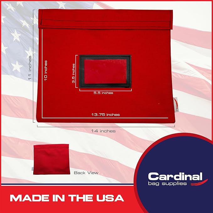 Fire Resistant Document Bag, 14" x 11", Water Repellent, Safe Storage Pouch, Money Bag, Fire and Water Resistant Document Holder (Red)