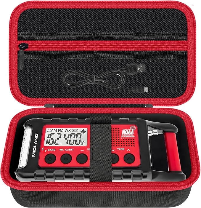 Hard EVA Protective Case for Midland ER310/ER210/ER50/ER40 Emergency Crank Weather Radio - Shockproof Travel Storage Box with Carrying Handle (Case Only)