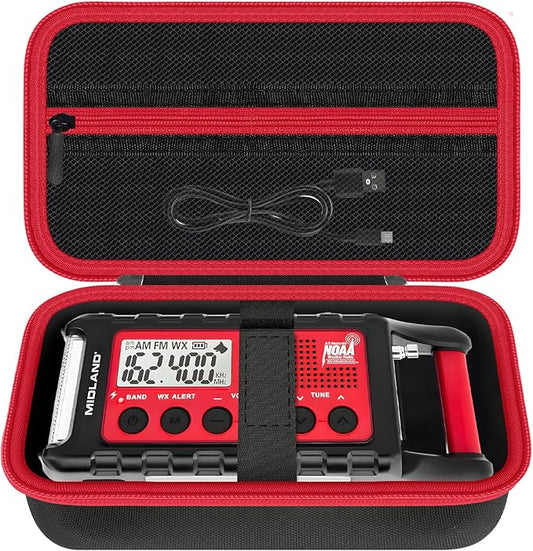 Hard EVA Protective Case for Midland ER310/ER210/ER50/ER40 Emergency Crank Weather Radio - Shockproof Travel Storage Box with Carrying Handle (Case Only)