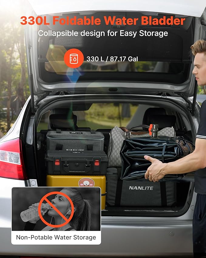 VEVOR Water Storage Bladder, 87 Gallon (330L) Water Storage Container Tank, 1000D PVC Large Capacity Soft Bag Bladder, Collapsible Portable for Garden Irrigation, Camping, RVs, Emergency Use - Black