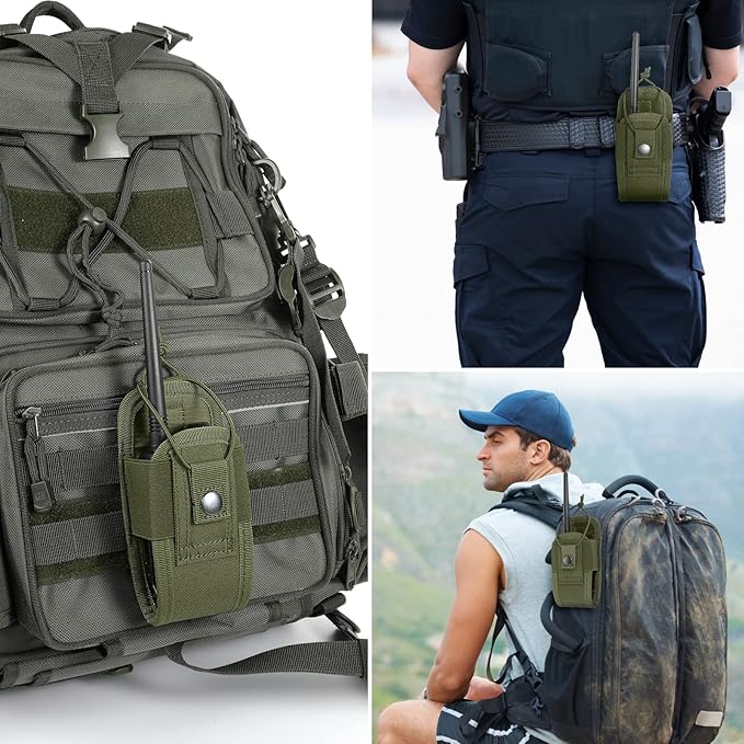 Tactical Radio Holder Radio Holster Molle Radio Pouch Universal Radio Case Military Heavy Duty Radio Bag for Police Firefighter Two Ways Walkie Talkies Vest (Army green-small)
