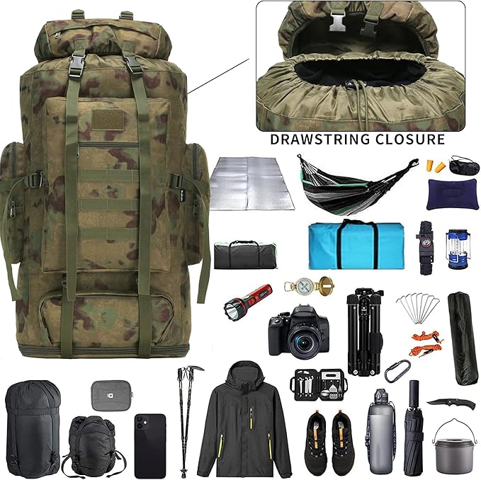Hiking Backpack for Men 70L/100L Camping Backpack Military Rucksack Molle 3 Days Assault Pack for Climbing