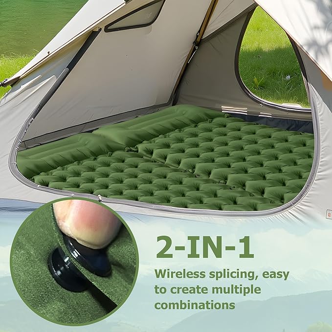 Sleeping Pad, Extra Thick & Ultralight Inflatable Sleeping Pad with Pillow, 30s Foot Pump, 3.54” Camping Mat for Comfort, Durable for Camping, Hiking, Backpacking