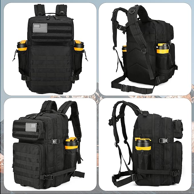 45L Tactical Assault Backpack 3 day assault pack with Molle Waterproof backpack Rucksack for Tactical Backpacks (Black-2)