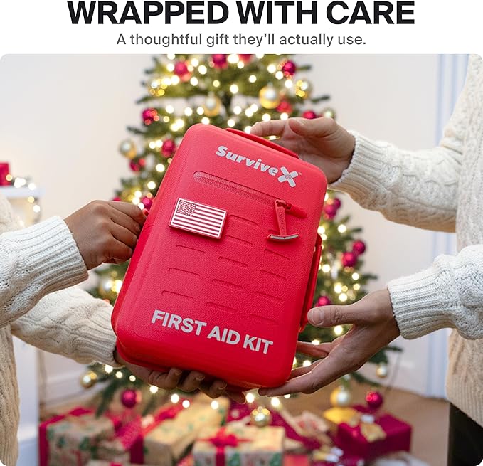 Large Waterproof First Aid Kit for Car, Travel & Home - Emergency Kit for Hiking, Camping, Backpacking and Outdoors - Includes Zip Stitch Wound Closure Strips