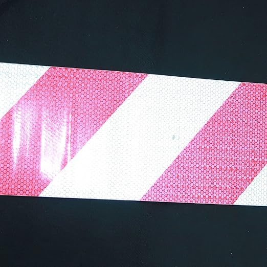 Red and White Reflective Tape Outdoor Waterproof 8 inch X 66 feet, High Visibility Hazard Conspicuity Industrial Marking Tape