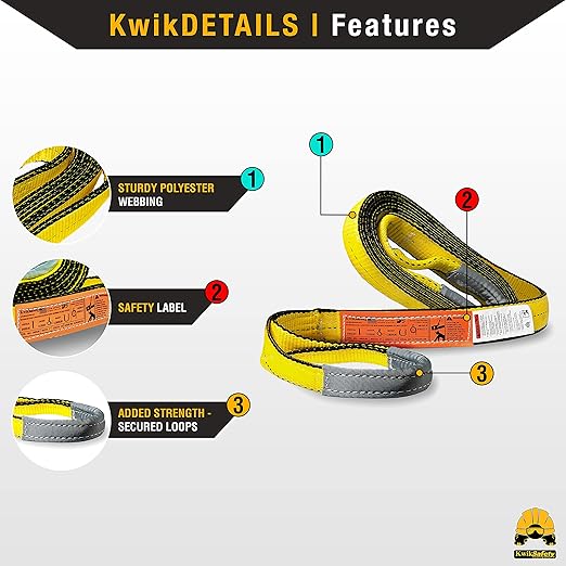 KwikSafety - Charlotte, NC - Mighty Sumo 2”x 4’ Poly Web Sling Lifting Strap Construction ASME OSHA / 6400lbs Vertical 5100lbs Choker 12800lbs Basket/Rigging Moving Towing Hoisting Gear