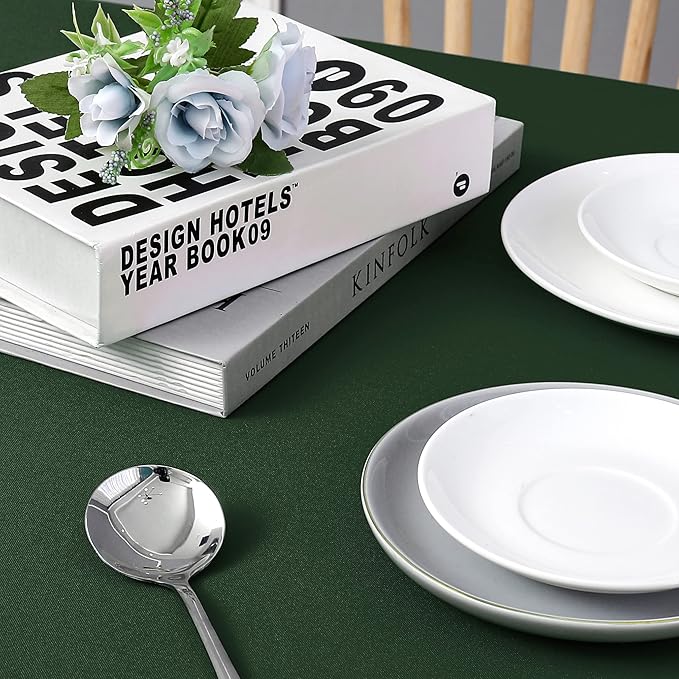 Wewoch Hunter Green Rectangle Tablecloth Water Resistant Washable Polyester Table Cloth for Dining,Kitchen, Parties Weddings and Outdoor Use 52 Inch by 70 Inch