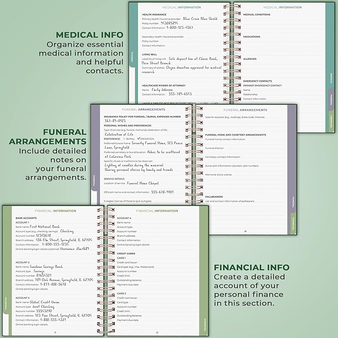 Clever Fox When I Die Planner With Pockets for Documents – End-of-Life Organizer Binder for Important Personal Info & Final Wishes (Dark green)