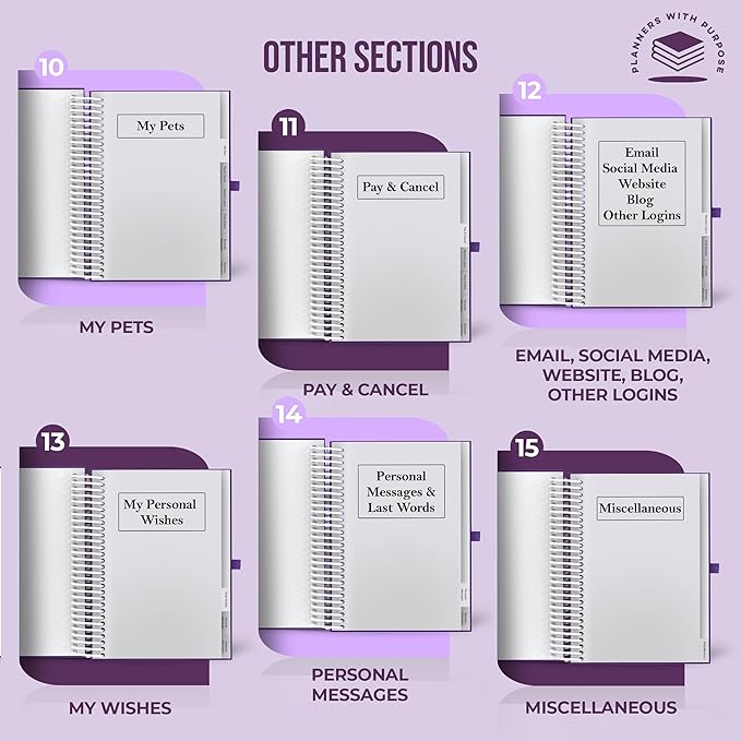 End of Life Planner - Guided Final Arrangements When I'm Gone Workbook Organizer Notebook for Beneficiary Info, Will Preparation, Last Wishes, Funeral Planning - Peace of Mind B5