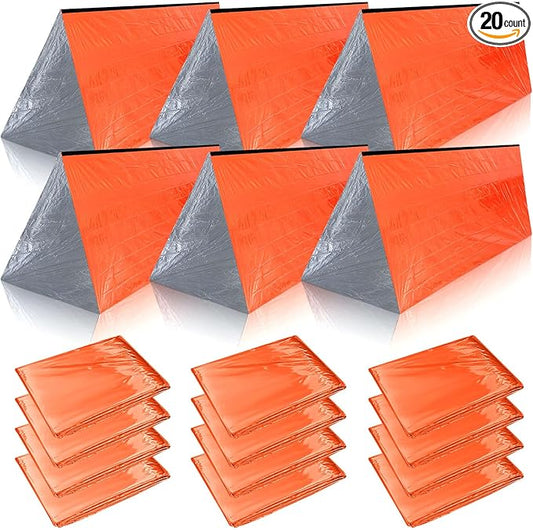 Woanger 4/10/20 Pcs Emergency Tent for Homeless Survival Tents Bulk 2 Person Tube Camping Tents 8 ft x 3 ft Shelter Survival Tent Portable Shelter for Hiking Backpacking Camping Outdoor