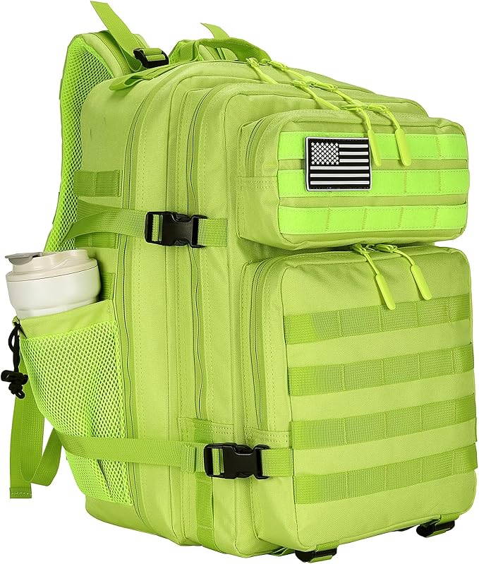 25L Tactical Backpack for Men and Women Small Military Tactical Backpack Heavy Duty Molle Assault Pack Daypack for Hiking Camping Travel Work Gym Outdoors (Bright Green)