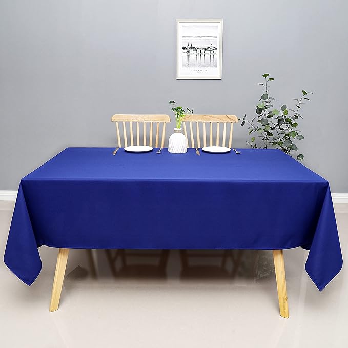 Wewoch Royal Blue Rectangle Tablecloth Water Resistant Washable Polyester Table Cloth for Dining,Kitchen, Parties Weddings and Outdoor Use 60 Inch by 84 Inch