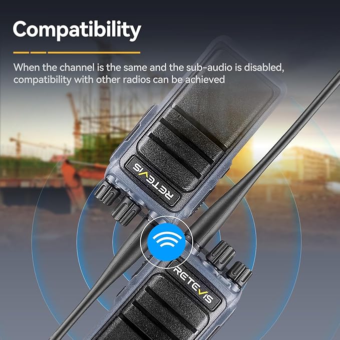 Retevis MateTalk C4 Two Way Radios Long Range, Smart Voice Control,2500mAh,Noise Reduction,Type-C, Easy Pairing, Repeater Capable, Business Walkie Talkie for Jobsite Manufacturing Farm(6 Pack)