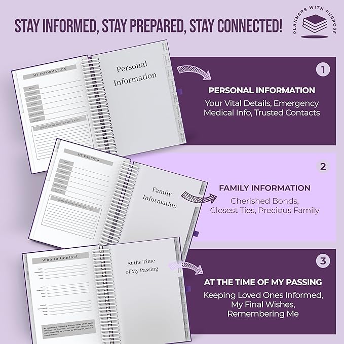 End of Life Planner - Guided Final Arrangements When I'm Gone Workbook Organizer Notebook for Beneficiary Info, Will Preparation, Last Wishes, Funeral Planning - Peace of Mind B5