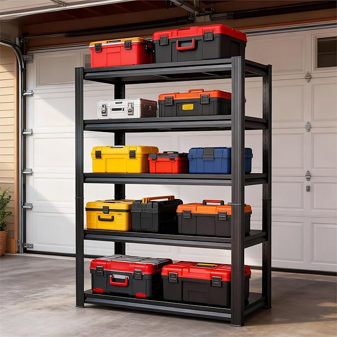 78''H Metal Garage Shelving Unit ,5-Tier Garage Storage Shelves Heavy Duty，Adjustable 3020 lbs Shelf, Upgraded Reinforced Double-Layer Columns for Basement Kitchen Laundry Room Pantry Rack 40''W*18''D