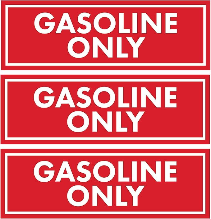 Sutter Signs 3pc Gasoline Only Stickers for Fuel Tank | Weatherproof Adhesive Decals for Trucks, Tractors, Fuel Cans, Gas Caps