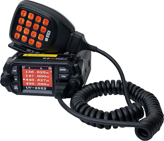 BTECH UV-25X2 (Second Gen.) Mini Mobile 25 Watt Dual Band Base, Mobile Radio: VHF, UHF Amateur (Ham)