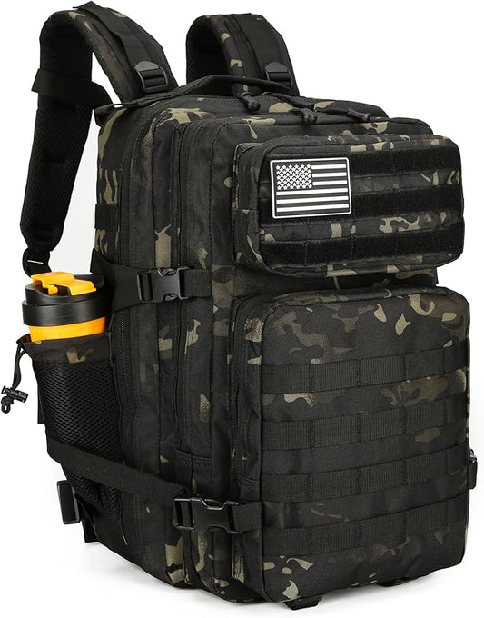 45L Tactical Assault Backpack 3 day assault pack with Molle Waterproof backpack Rucksack for Tactical Backpacks (Black Tie Dye)