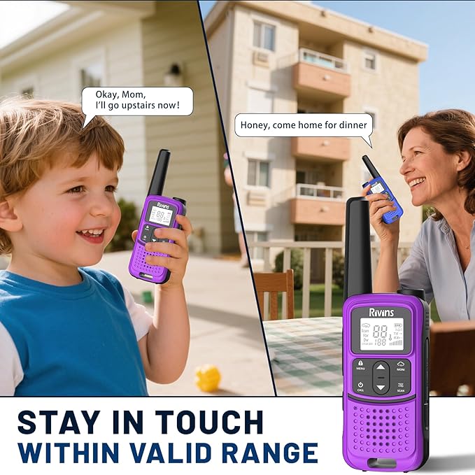 Radios Walkie Talkies Long Range: Rivins F22 Rechargeable Walkie Talkies for Adults, NOAA, 1400mAh Li-ion Battery USB-C Cable, LED Flashlight, VOX FRS Two Way Radio for Hiking Camping,6 Pack