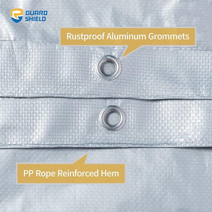 GUARD SHIELD Silver Tarp Waterproof 10x16 Feet Medium Duty All Purpose Poly Tarps Cover 7mil