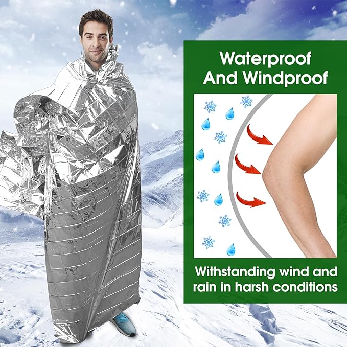 CXYARY 6 Pack Emergency Mylar Thermal Blanket, 84” x 52” Space Blankets, Emergency Thermal Blanket Space Rescue Survival Gear Camping for Outdoors, Hiking, Camping Survival