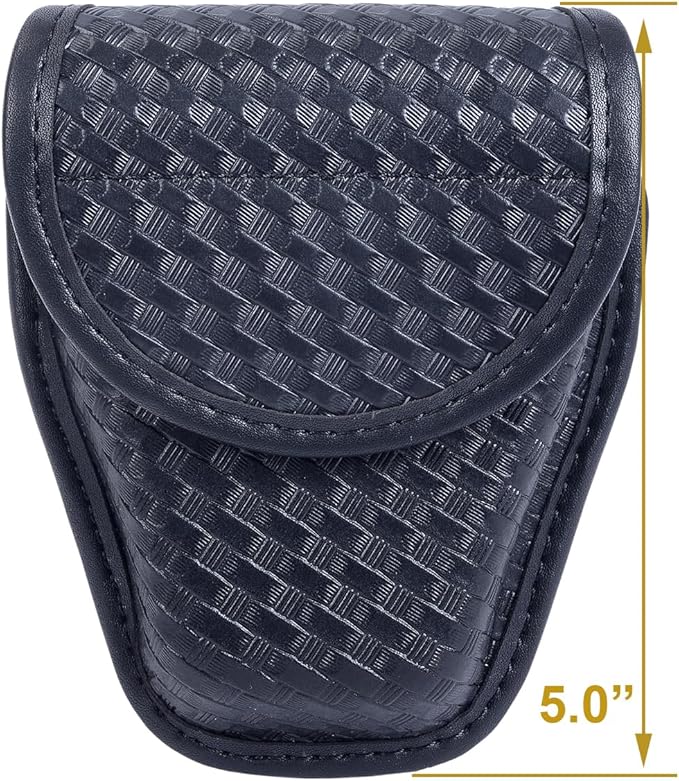 TAFTACFR Molded Single Handcuff Pouch Case for Duty Belt, Law Enforcement Holder With Removable Top Cover and Hidden Snap
