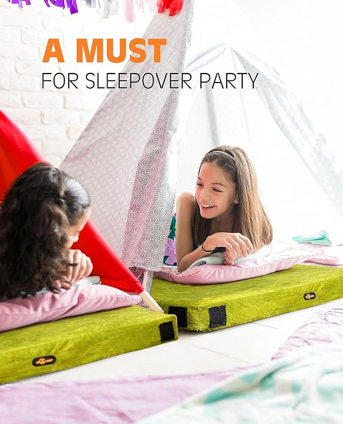 3 Inch Memory Foam Camping Mattress, Dual Layer Thick Sleeping Camp Pad for Car Tent Cot, Roll-Up Portable Glamping Floor Bed for Guests Sleepover