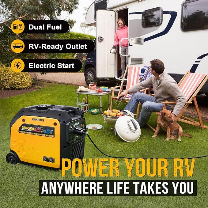 6500W Dual Fuel Inverter Generator, Gas & Propane Powered, RV Ready Remote/Electric Start, Super Quiet, 120V/240V with CO Sensor Portable Generator for RV, Camping or Party,EPA Compliant