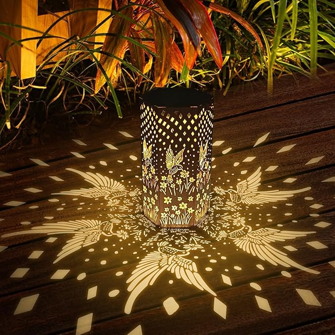 4 Pack Hummingbird Solar Lanterns Outdoor Waterproof - Christmas Gifts for Women, Men, Mom, Solar Lights Outdoor Hanging Garden Decor for Outside, Patio, Outdoor, Yard, Lawn, Balcony