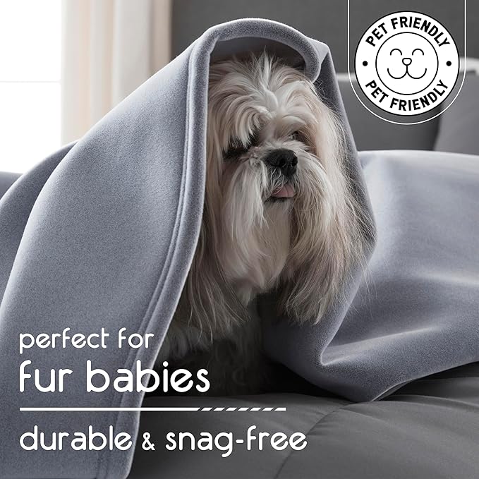 Vellux 1B07037 Original Insulating Core Hotel Style Solid blanket Machine Washable Soft Cozy Warm Thermal Durable Pet Friendly All Seasons Layering Bed Sofa Blankets, Full Queen, Grey