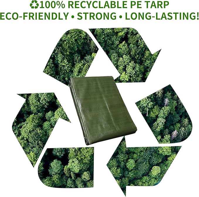 Heavy Duty Tarp 16' x 24' 9-mil Waterproof Poly Reinforced Tarp Cover Tent Shelter Camping Tarpaulin with Grommets Forest Green