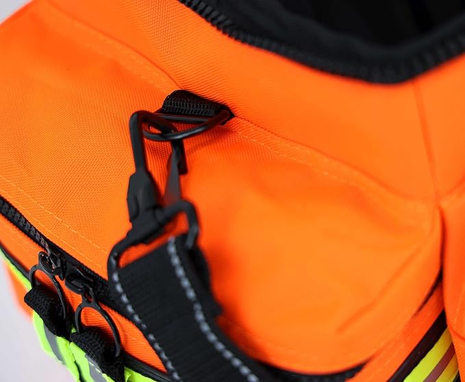 Lightning X Products Lightning X Mid-Sized First Responder EMT Bag | LXMB25 Fully Stocked Aid Kit w/ 200+ BLS Supplies - Orange