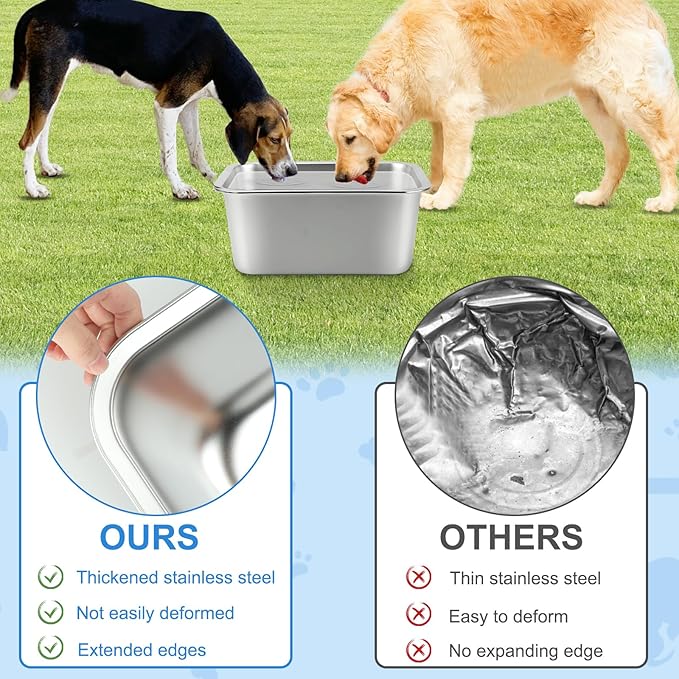 YUEPET 3 Gallons Stainless Steel Dog Water Bowls, Extra Large Metal Dog Food and Water Bowl Large Capacity Pet Water Bowl for Indoor and Outdoor Extra Large Dogs