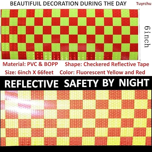 Reflective Tape 6 inch X 10 feet, Outdoor Waterproof Hazard Conspicuity Safety Warning Industrial Marking Tape
