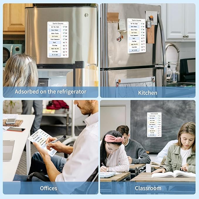 Chore Chart for Kids – Daily Routine Chart, Morning/Bedtime Checklist, Magnetic to Do List, Dry Erase Visual Schedule, and Slider Chart for Fridge