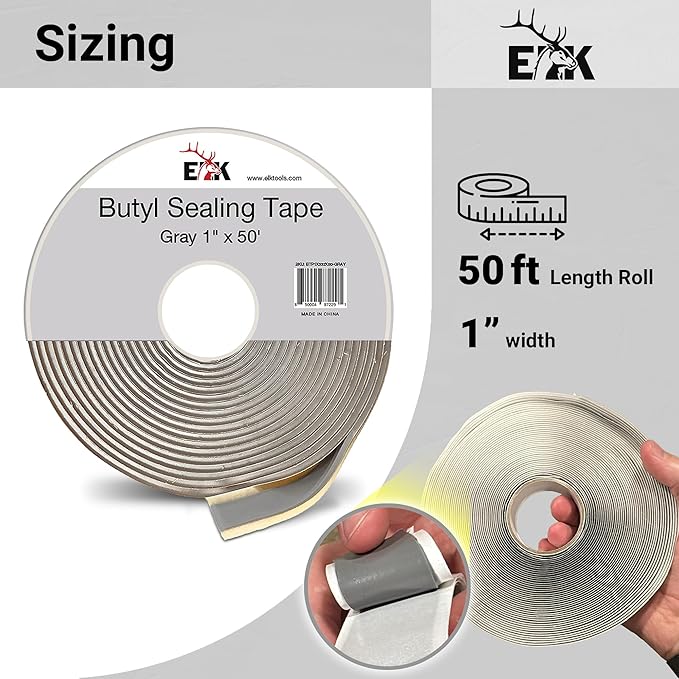 ELK Butyl Seal Tape - 1 Inch x 50 Feet - Weather Resistant, Strong & Durable - Ideal for Crawl Space, Windows, RVs, Boats, Automotive and Roof Repair
