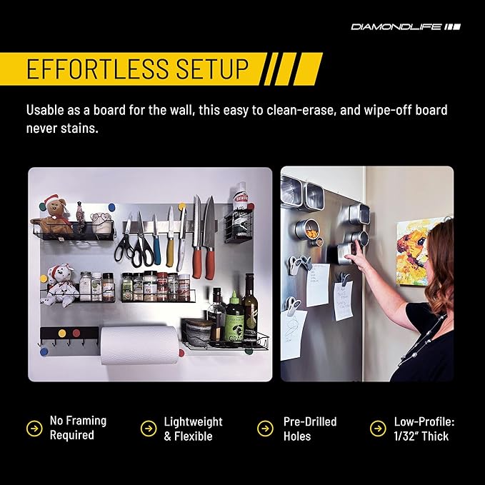 24"x24" - Magnetic Board - Memo & Vision Board for Home, Office, and Classroom - Magnet Board for Kids - Pre-drilled Mounting Screws Included