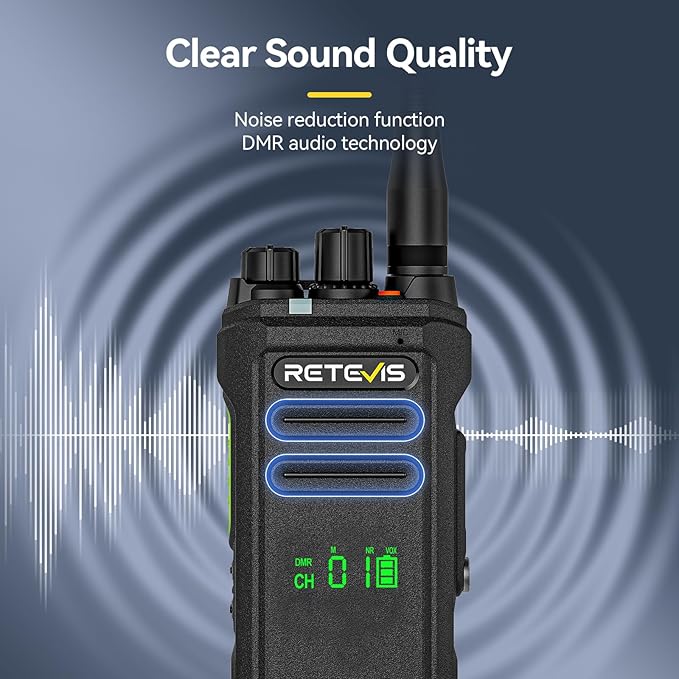 Retevis NR30D DMR 2 Way Radio Handheld,Professional Two Way Radios Long Range,Noise Canceling,IP67 Waterproof,Compatible with Motorola CP100D Digital Walkie Talkies,for Manufacturing Logistics(4 Pack)