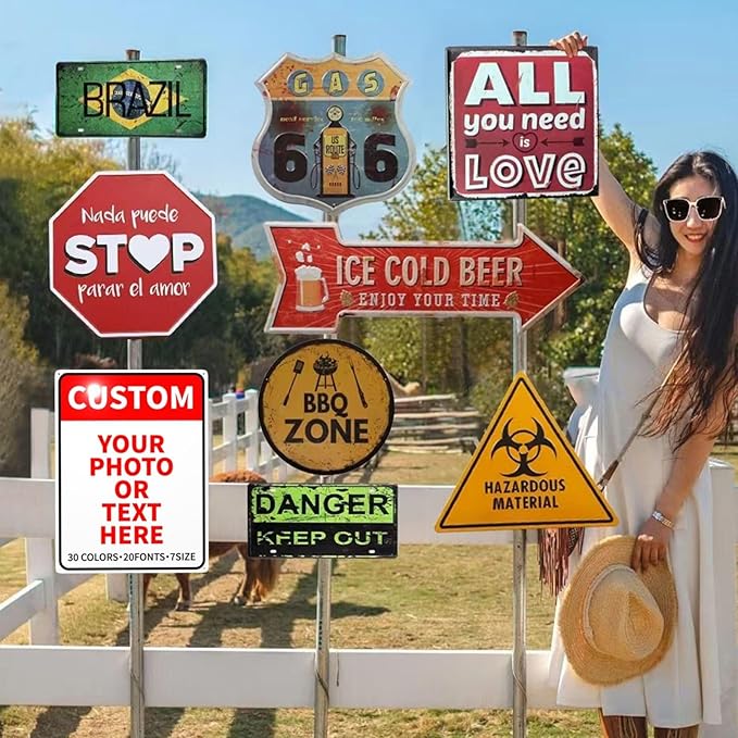 Custom Metal Signs - Personalized Signs for Business, Office, Home, Delivery, Road, Garden, Hazard, Parking, Decorative, 6x8